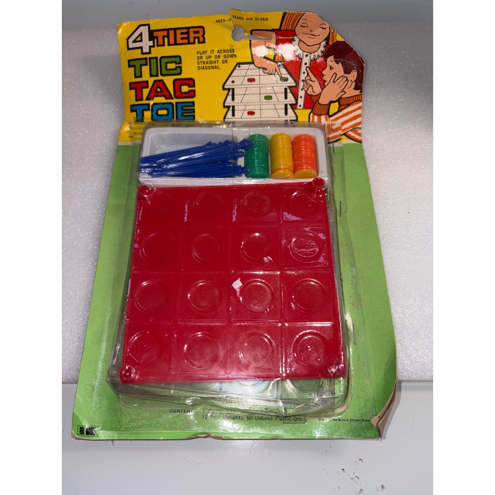 Vintage 1970s 4 Tier Tic Tac Toe Board Game K-K Kids New Old Stock NOS Sealed